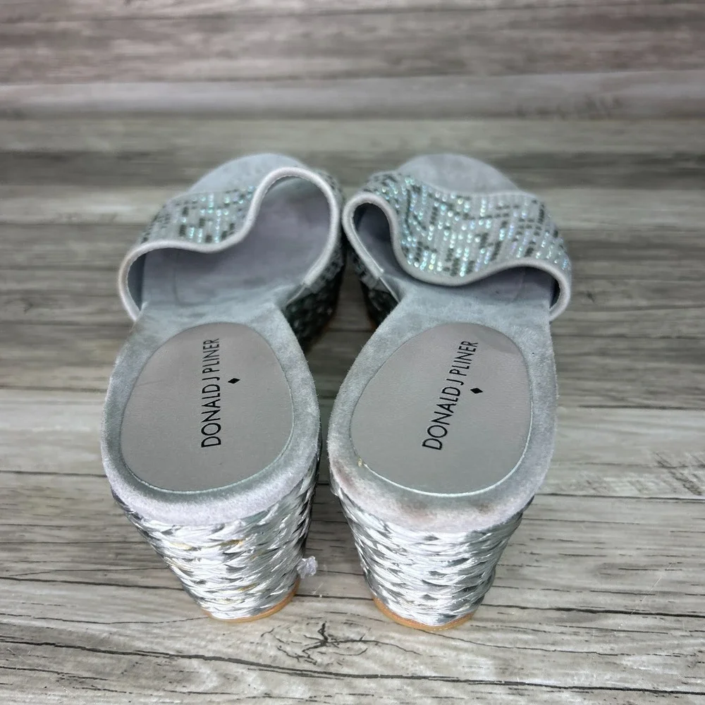 Donald J Pliner Frida SP Rhinestone Espadrille Wedge Slide Sandals 8M